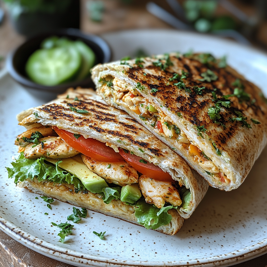 A healthy sandwich and wrap side by side, filled with vegetables.