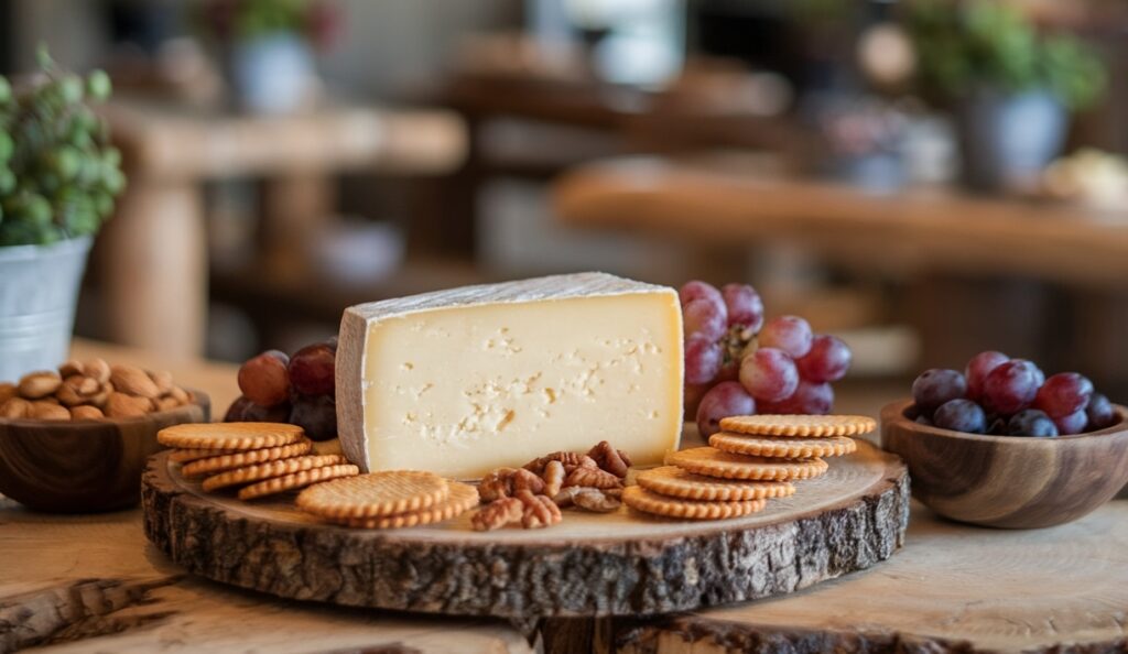 Artisan hands pressing cheese curds into molds with vegetarian-friendly rennet.