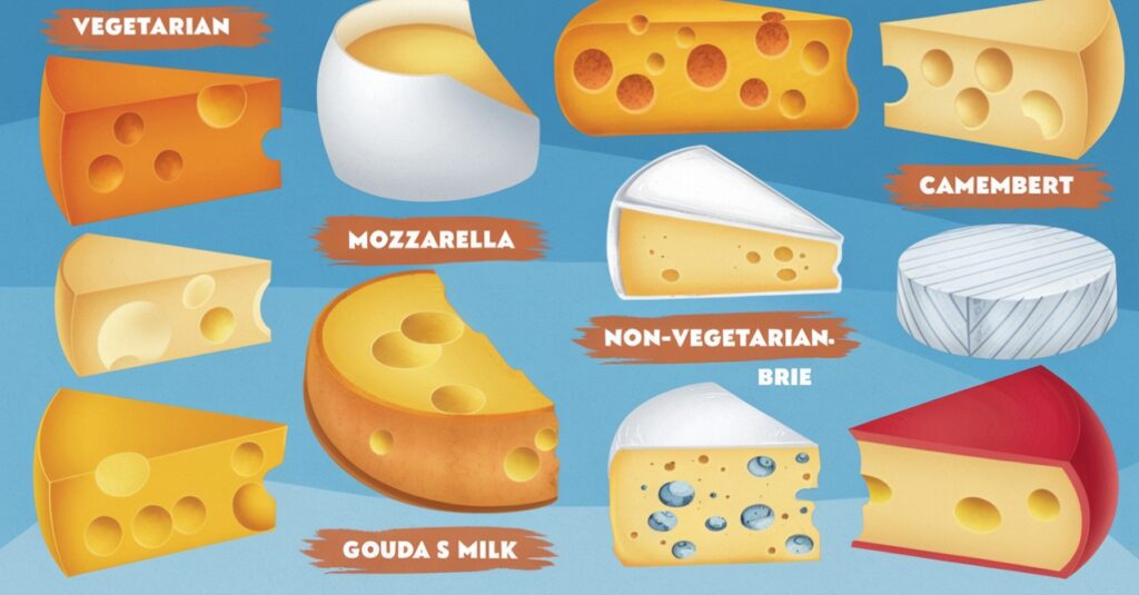  Infographic showing vegetarian and non-vegetarian cheeses.