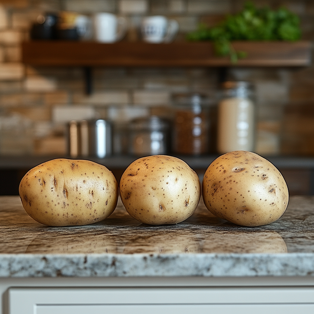 Different portion sizes of Russet potatoes for calorie control.