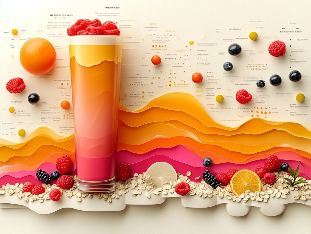 infographic-style illustration showing the nutritional profile of Oatly milk