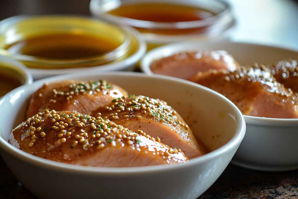 How to Make Air Fryer Chicken Breast with Whole-Grain Mustard 2 Ingredients And Preparation Of Whole Grain Mustard Marinade For Chicken Breasts.