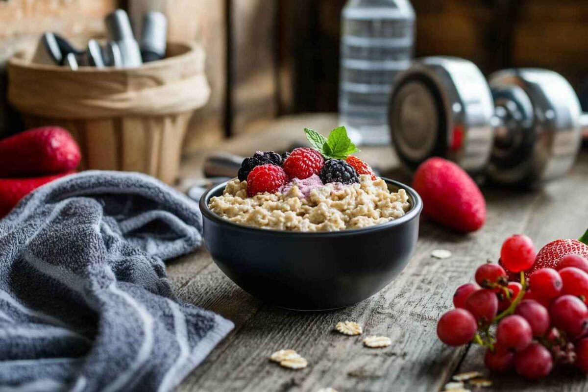 Kodiak Oatmeal: A Nutritional Powerhouse for Health Enthusiasts 3 Kodiak Oatmeal As A Post Workout Snack With Fresh Fruits In A Gym Environment. (2)